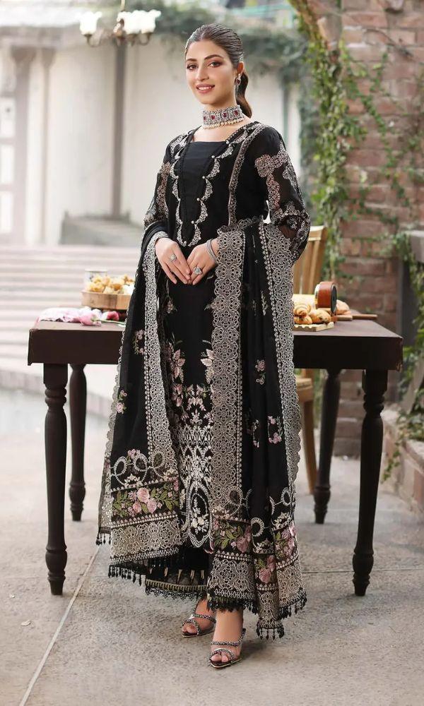 KAHF UNSTITCHED WINTER DHANAK EMBROIDERED 3PC WITH EMBROIDERED SHAWL & PLAIN DHANAK TROUSER