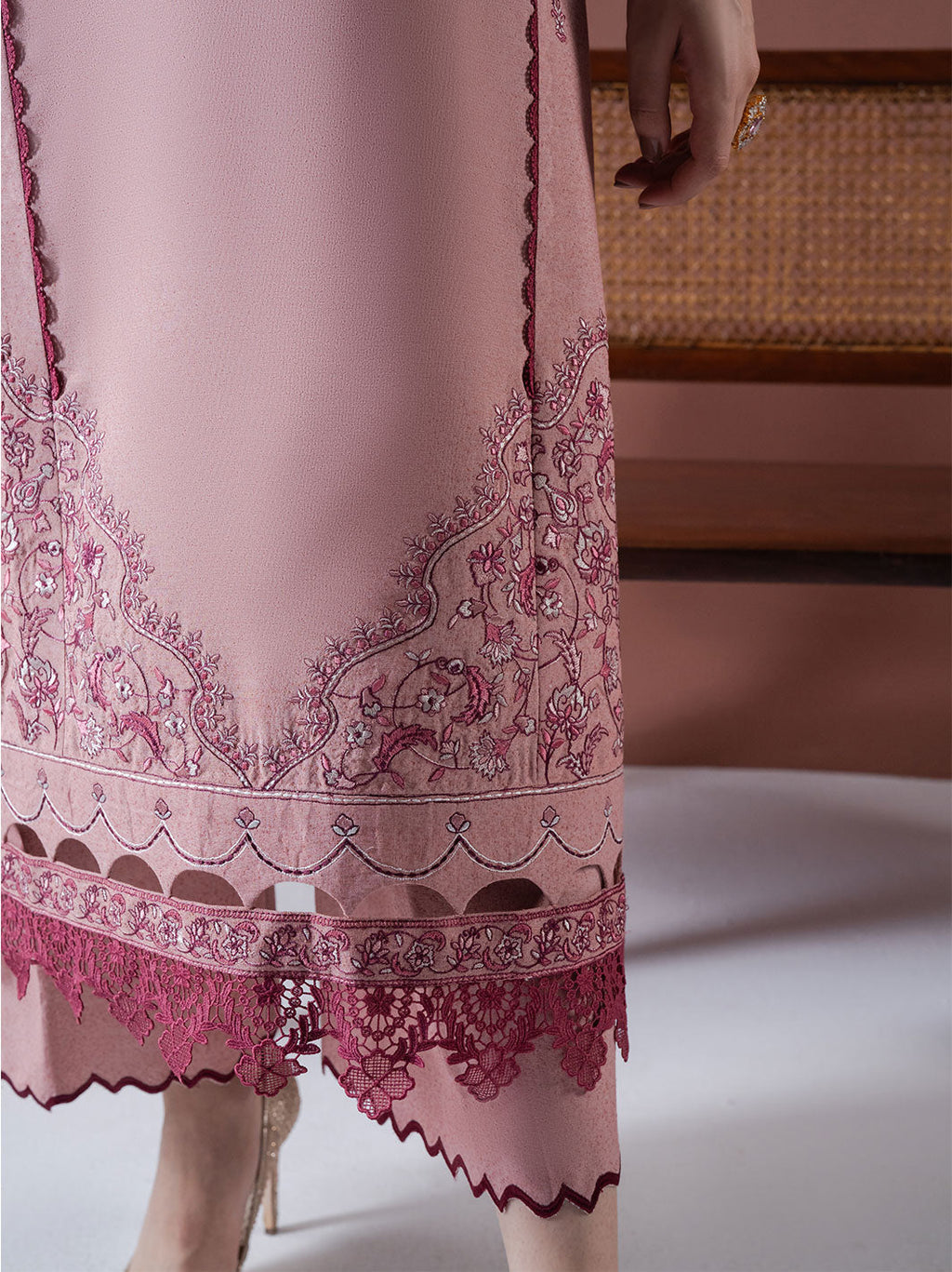 ASIM JOFA-3PC DHANAK EMBROIDERED SHIRT WITH DHANAK EMBROIDERED SHAWL & TROUSER-BIC-4217