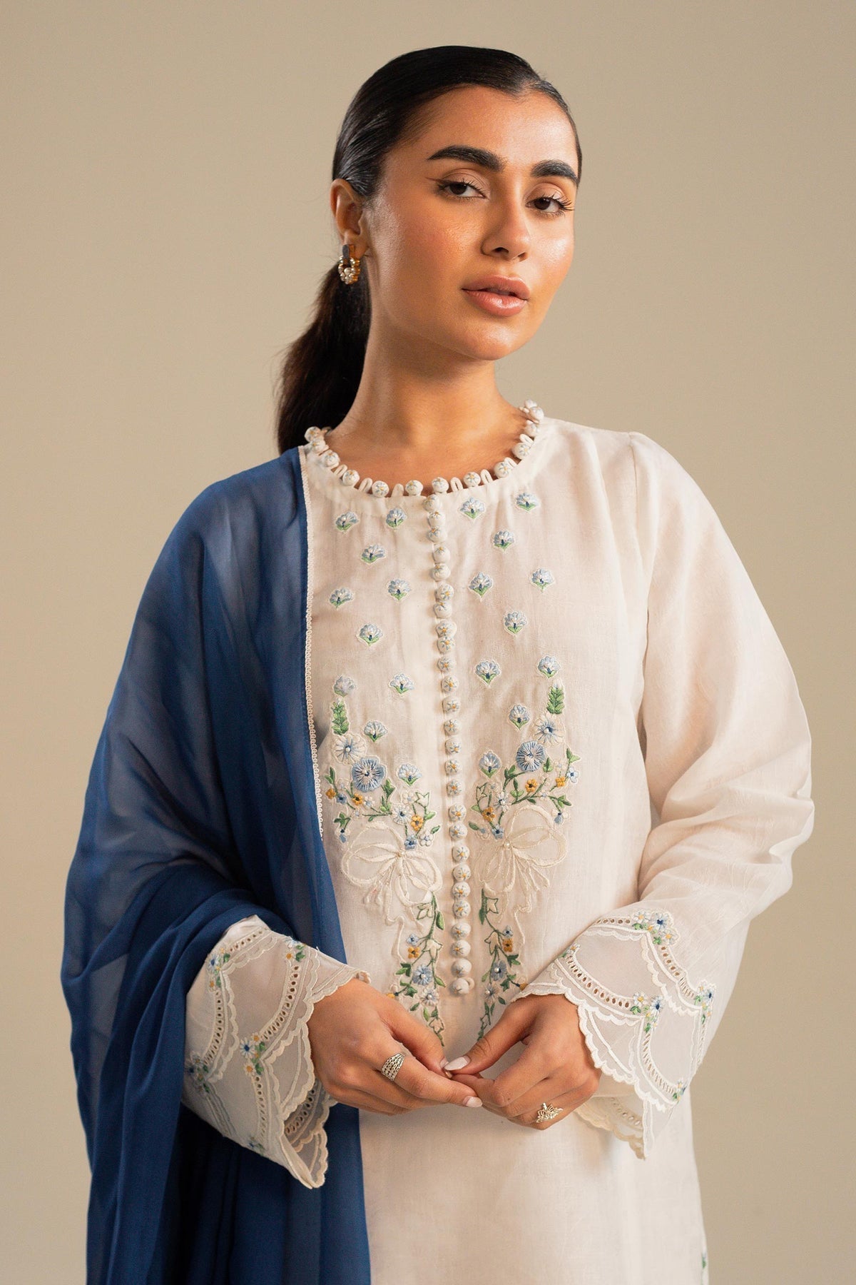 ZARA SHAHJAHAN 3PC DHANAK EMBROIDERED SHIRT WITH BAMBER CHIFFON EMBROIDERED DUPATTA AND TROUSER-WM-4054