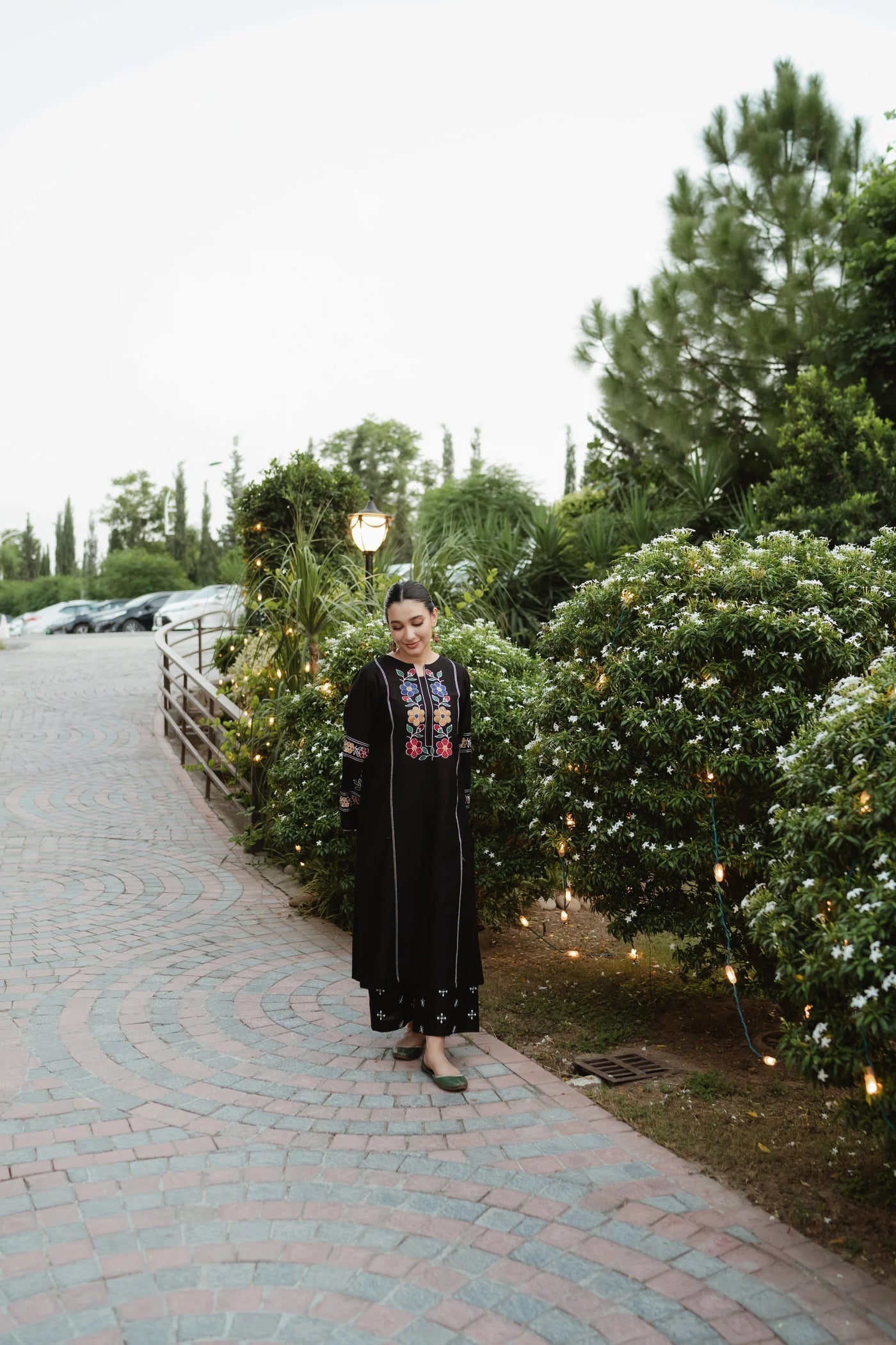 URGE-2PC DHANAK EMBROIDERED SHIRT WITH DHANAK EMB TROUSER-WM-3327