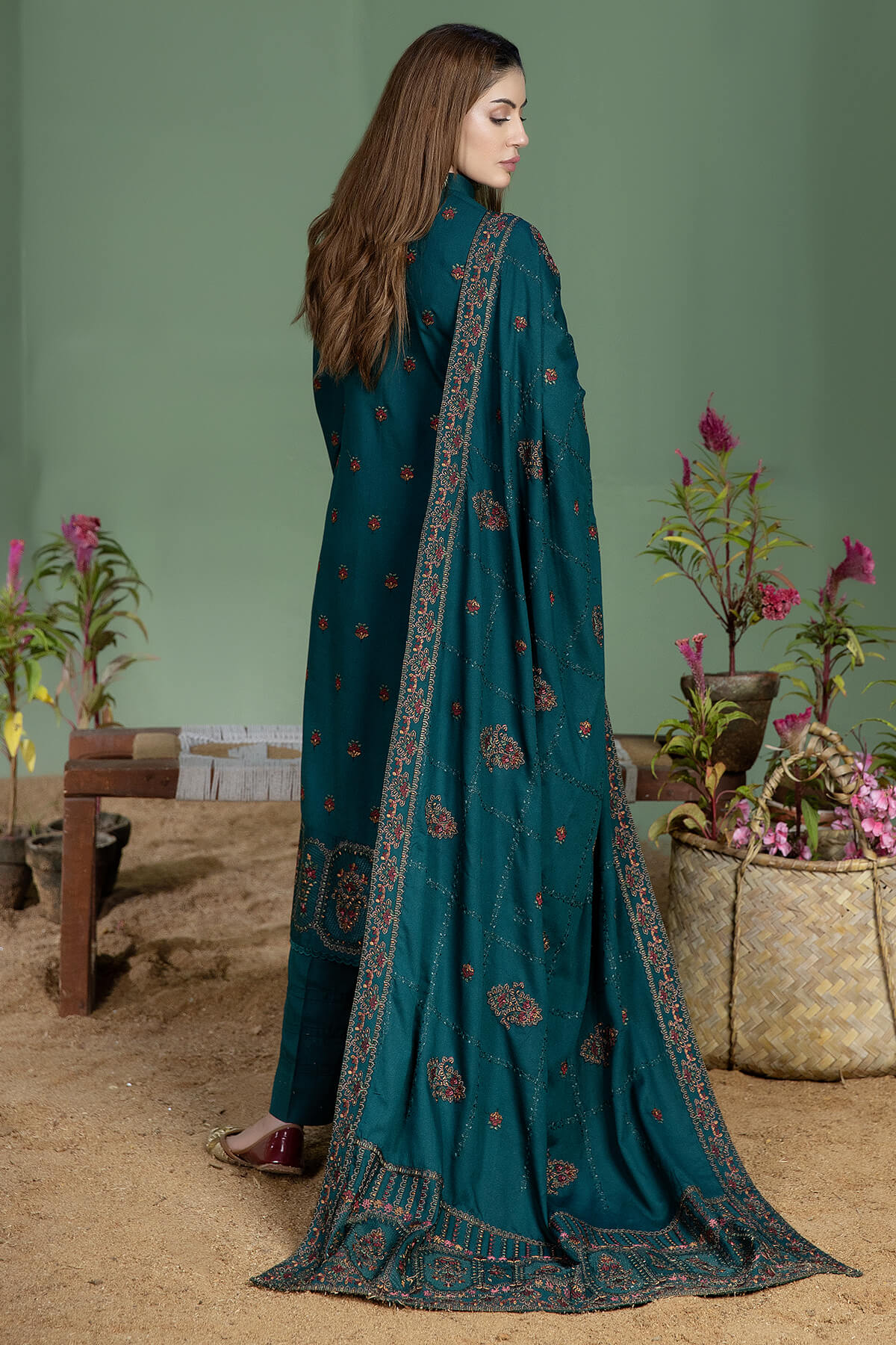 Noor-E-Fajar Winter Unstitched Dhanak 3pc With Heavy Embroidered Dhanak Shawl