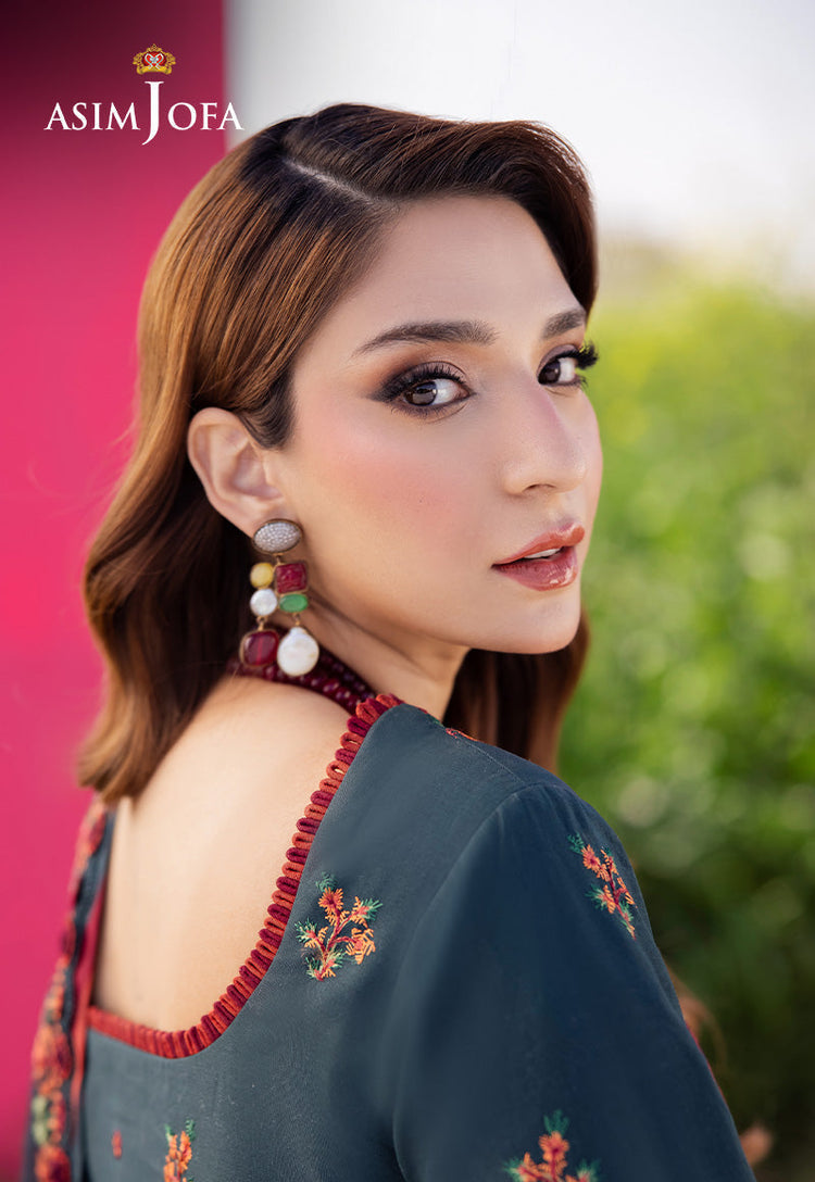 ASIM JOFA-3PC DHANAK EMBROIDERED SHIRT WITH DHANAK EMBROIDERED SHAWL AND TROUSER -BIC-4191