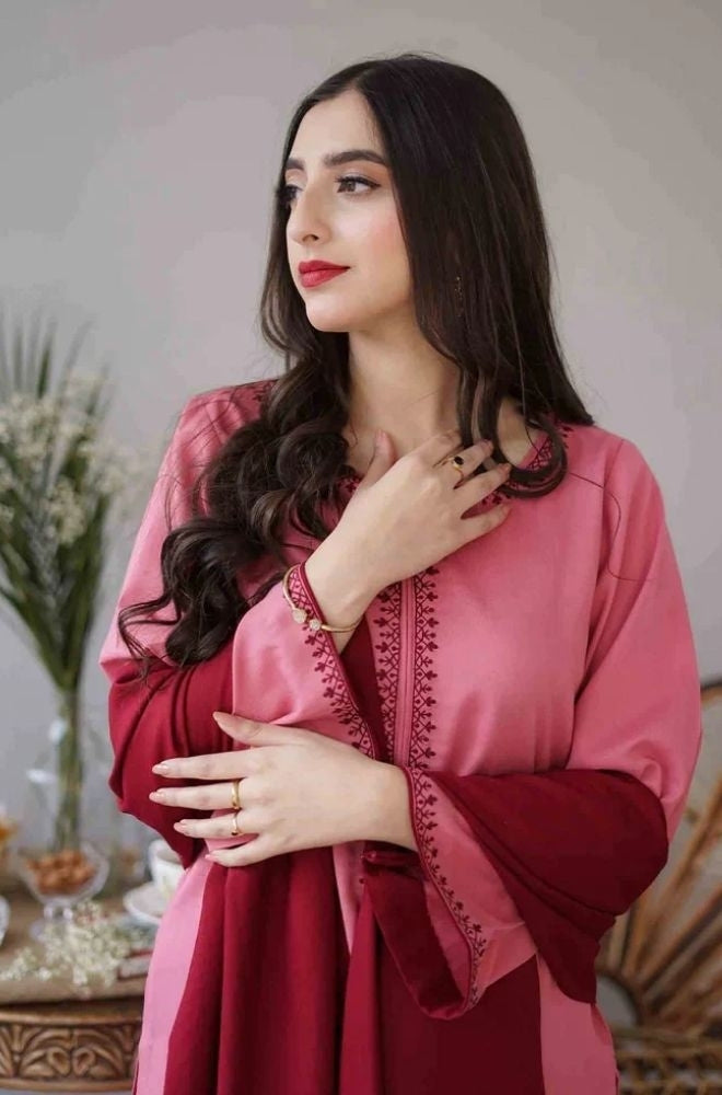 Aisling - 3PC Unstitched Dhanak Embroidered Shirt with Embroidered Dupatta and Trouser