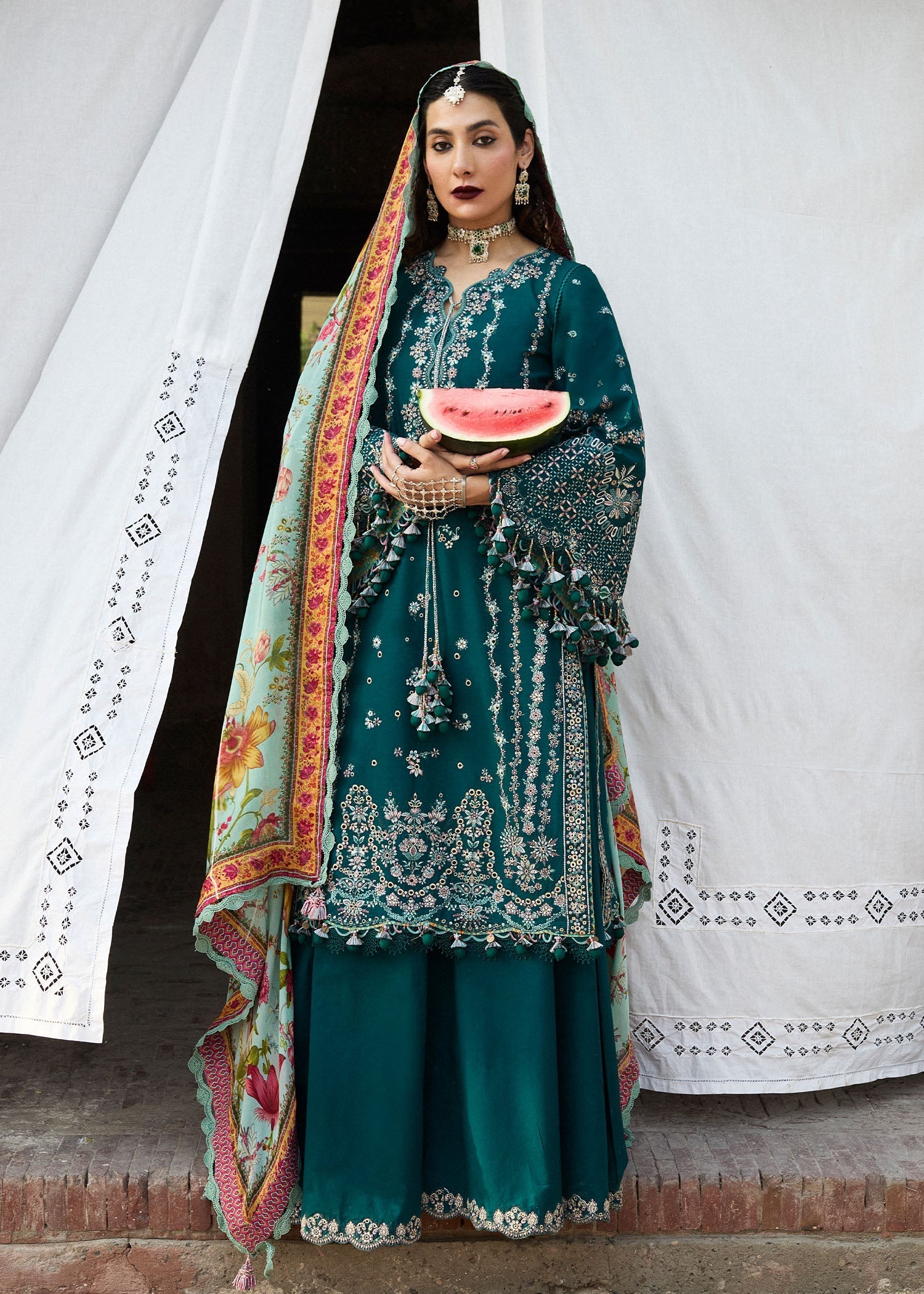 COCO BY ZARA SHAHJAHAN LUXURY UNSTITCHED DHANAK EMBROIDERED 3PC WITH TWILL DIGITAL PRINT WOOL SHAWL