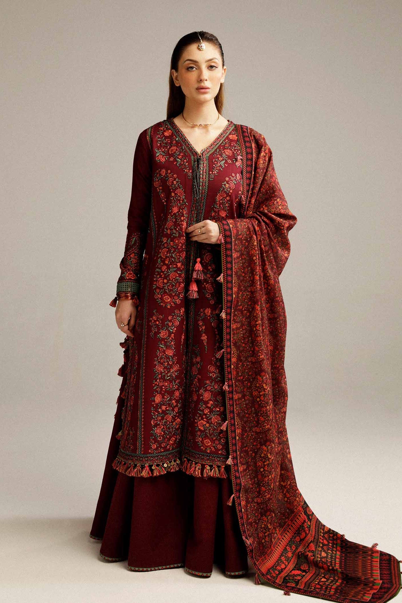 HUSSAIN REHAR WINTER UNSTITCHED DHANAK EMBROIDERED 3PC