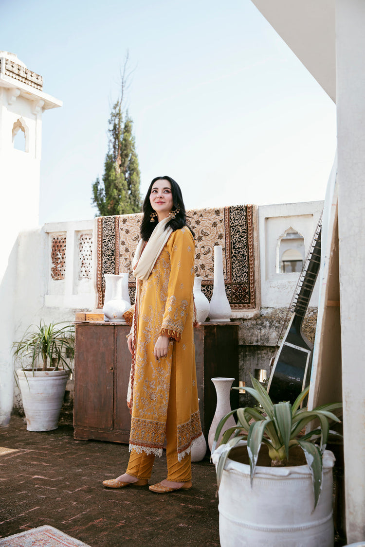 FLORENT-3PC DHANAK EMBROIDERED SHIRT WITH DHANAK EMBROIDERED SHAWL AND TROUSER WM-4150