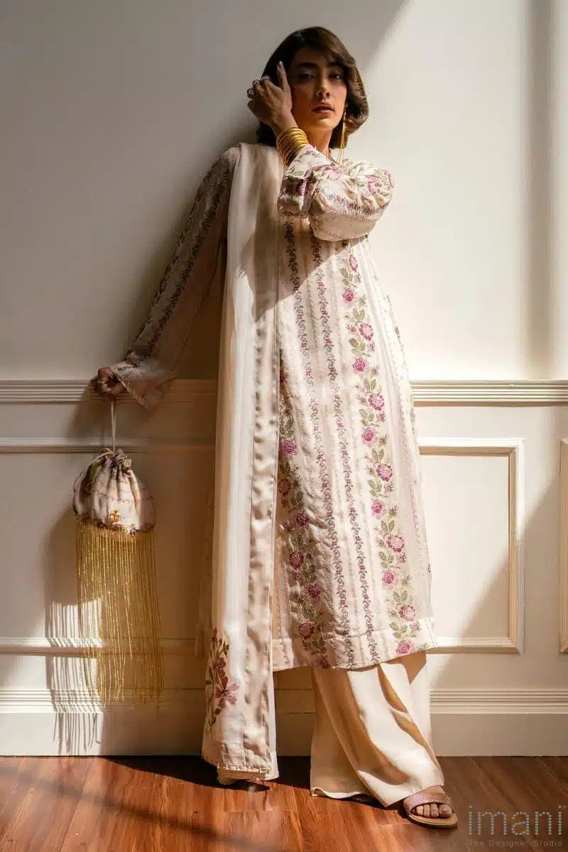 BAREEZE UNSTITCHED DHANAK EMBROIDERED WINTER UNSTITCHED 3PC WITH DHANAK EMBROIDERED SHAWL
