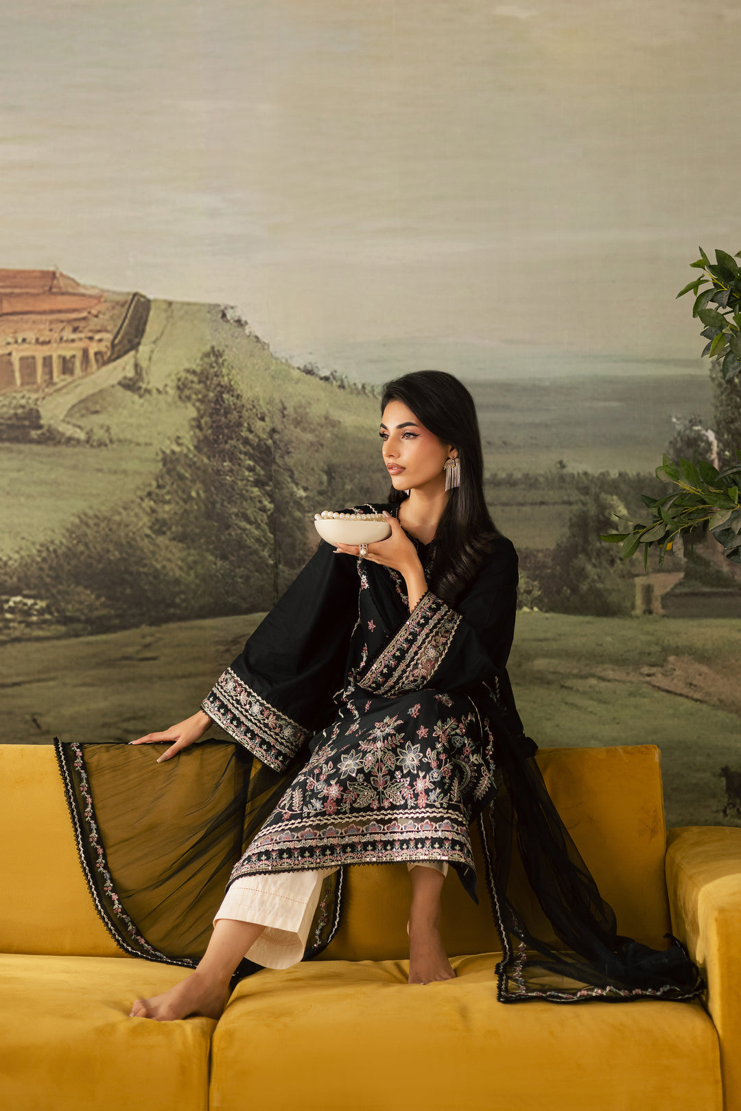 BATIK WINTER UNSTITCHED DHANAK EMBROIDERED 3PC WITH READY TO WEAR KHADDI NET SHAWL