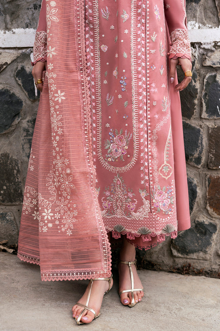 QALAMQAR-3PC DHANAK EMBROIDERED SHIRT WITH COTTON NET EMBROIDERED AND EMB TROUSER-WM-4213