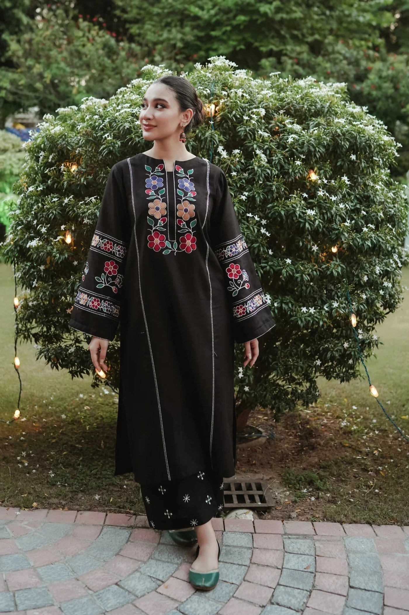 URGE-2PC DHANAK EMBROIDERED SHIRT WITH DHANAK EMB TROUSER-WM-3327