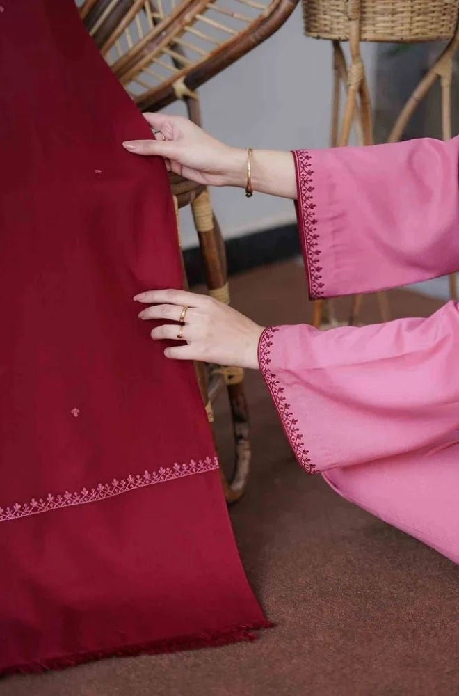 Aisling - 3PC Unstitched Dhanak Embroidered Shirt with Embroidered Dupatta and Trouser