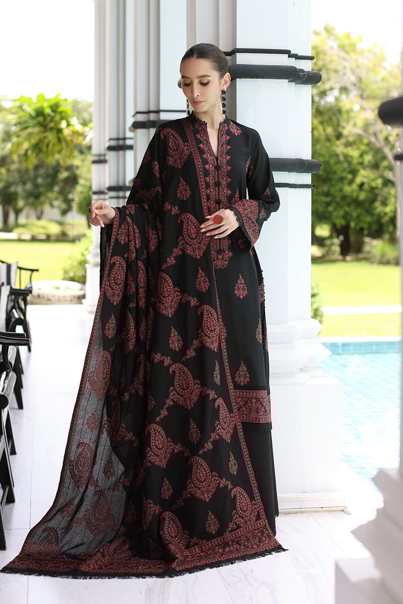 BAREEZE WINTER DHANAK UNSTITCHED 3PC WITH HEAVY EMBROIDERED SHAWL BL1