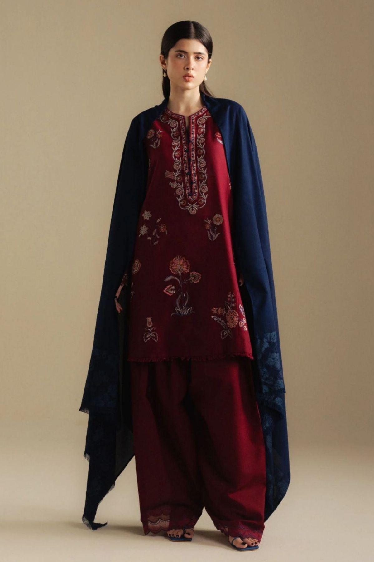 Zara Shahjahan 017 Unstitched Luxury Dhanak Heavy Embroidered 3PC Suit