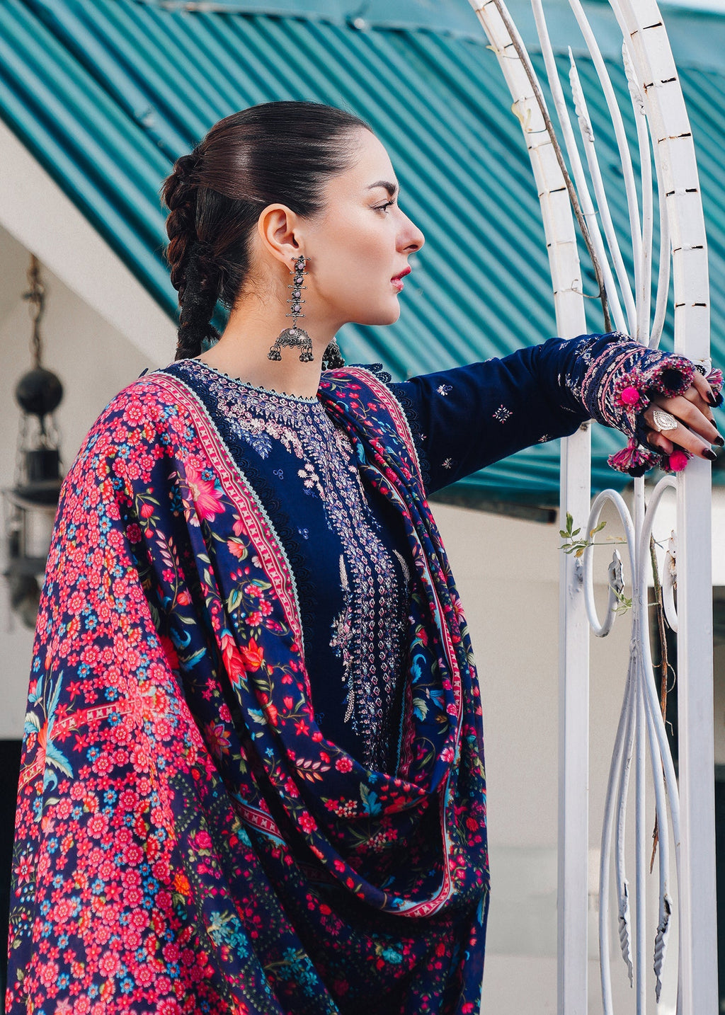 Hussain Rehar Unstitched Dhanak 3PC With Printed Shawl