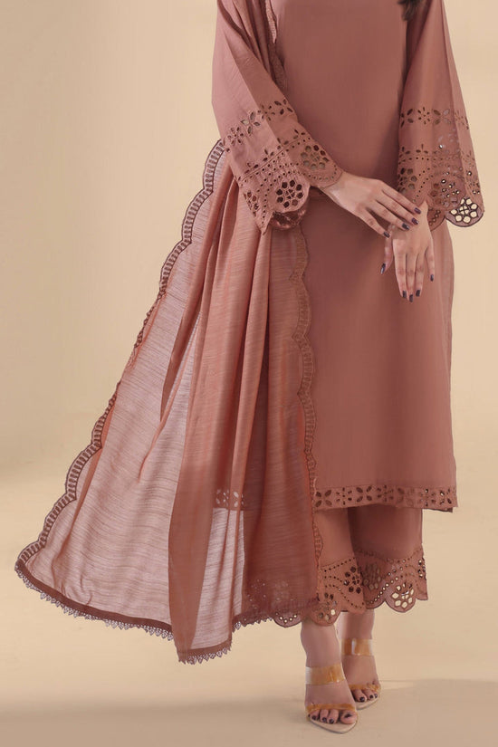 SAPPHIRE-3PC DHANAK EMBROIDERED SHIRT WITH KHADDI NET EMB DUPATTA AND TROUSER-BIC-4263