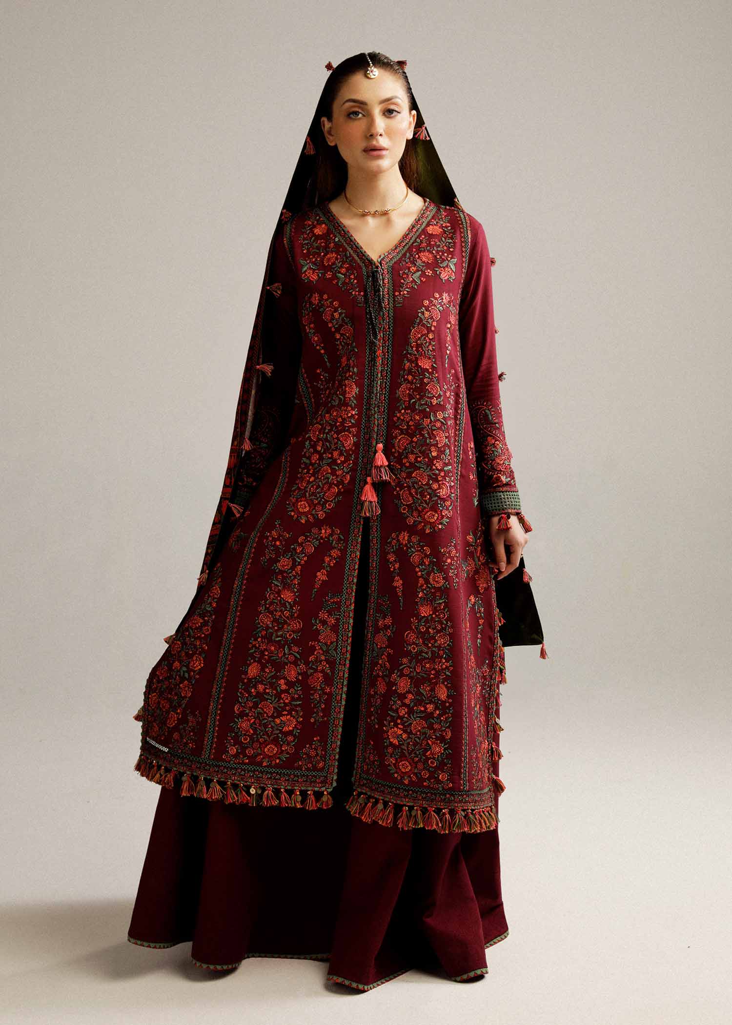 HUSSAIN REHAR WINTER UNSTITCHED DHANAK EMBROIDERED 3PC
