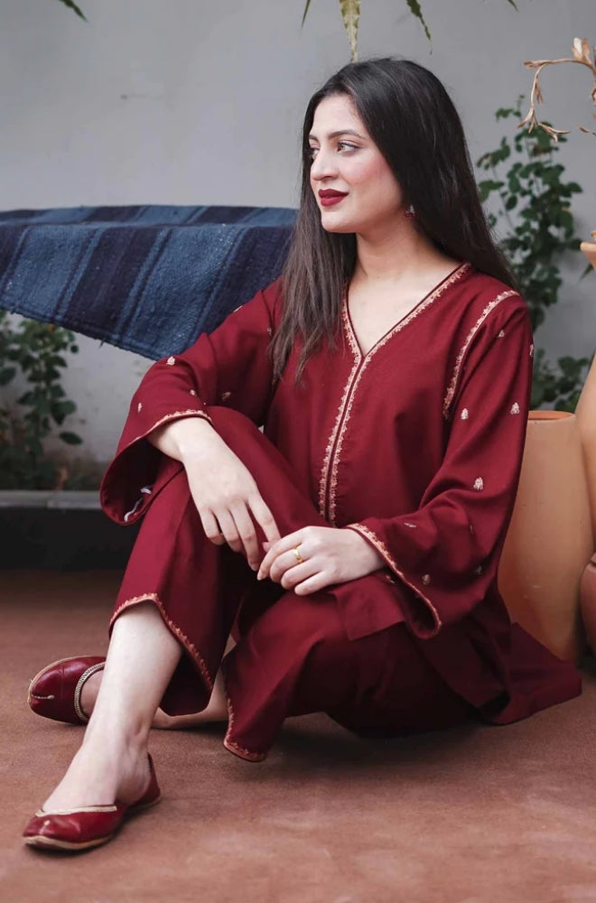 Aisling - 3PC Unstitched Dhanak Embroidered Shirt with Embroidered Dupatta and Trouser