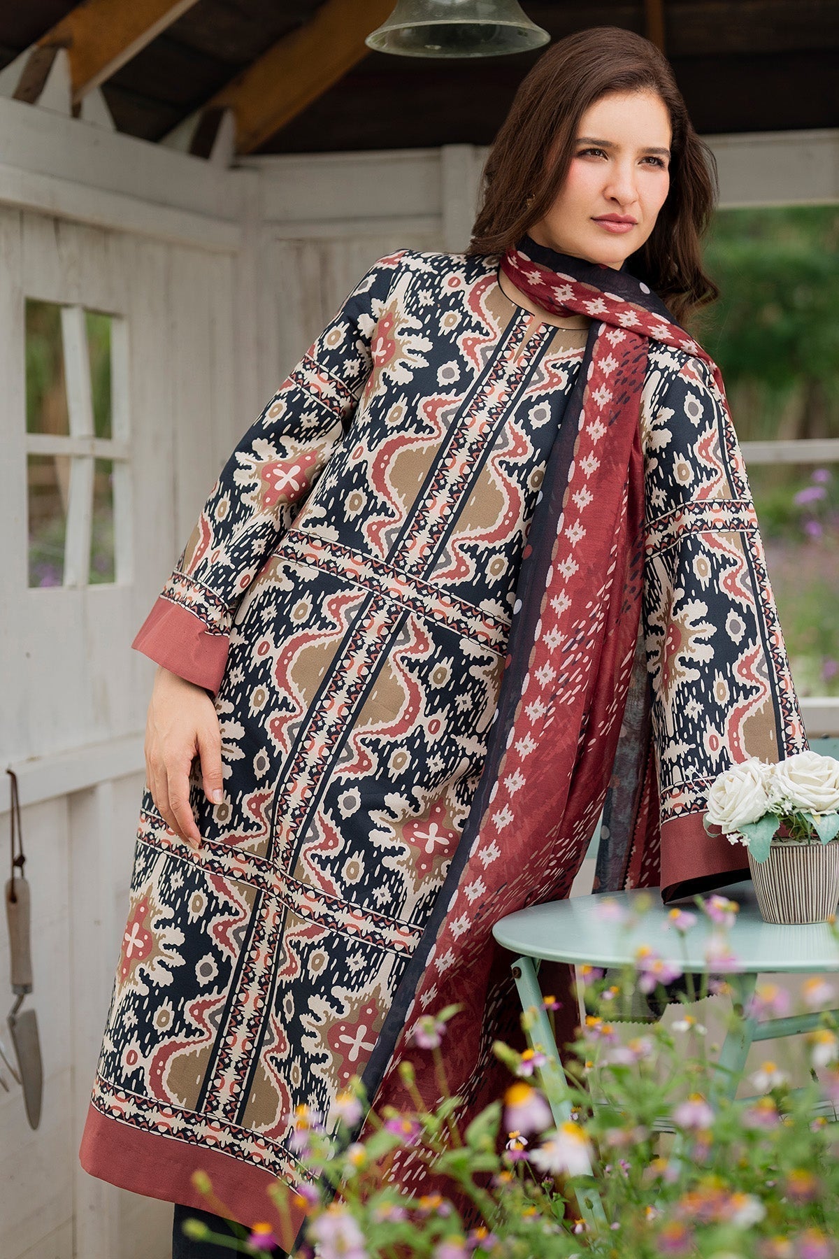 JAZMIN - 3PC Unstitched Printed Viscose Shirt with Printed Dupatta and Printed Trouser