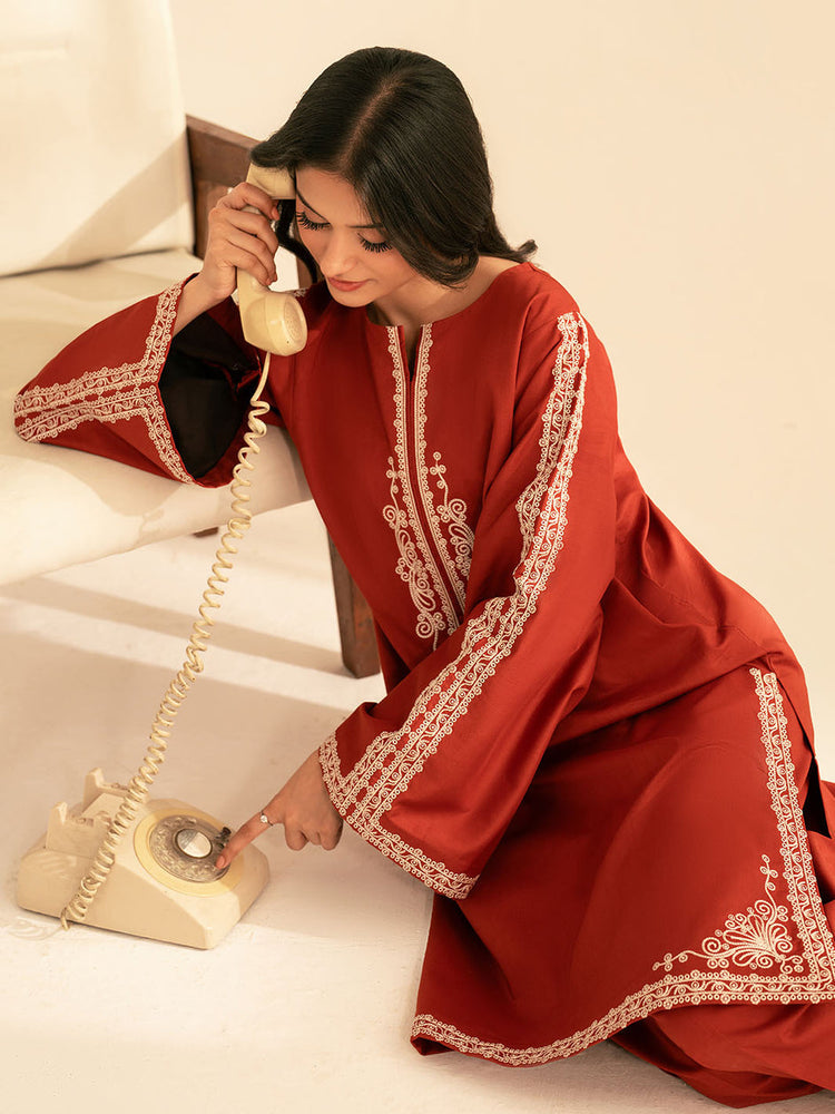 BATIK-2PC DHANAK EMBROIDRED SHIRT WITH DHANAK EMBROIDRED SLEEVES-WM-121