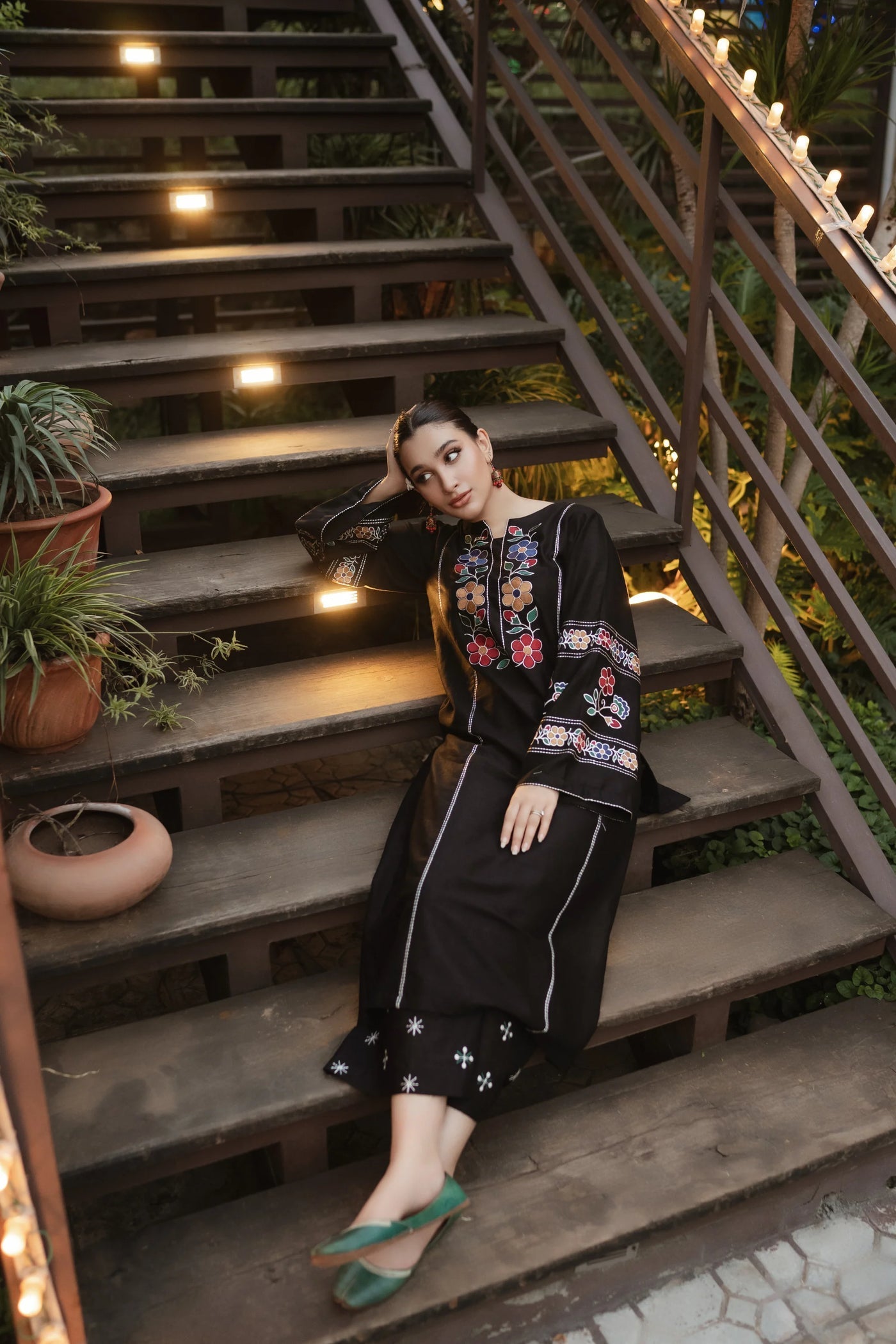 URGE-2PC DHANAK EMBROIDERED SHIRT WITH DHANAK EMB TROUSER-WM-3327