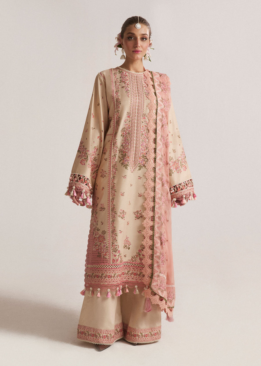 Hussain Rehar Unstitched Dhanak 3PC With Embroidered Shawl GD