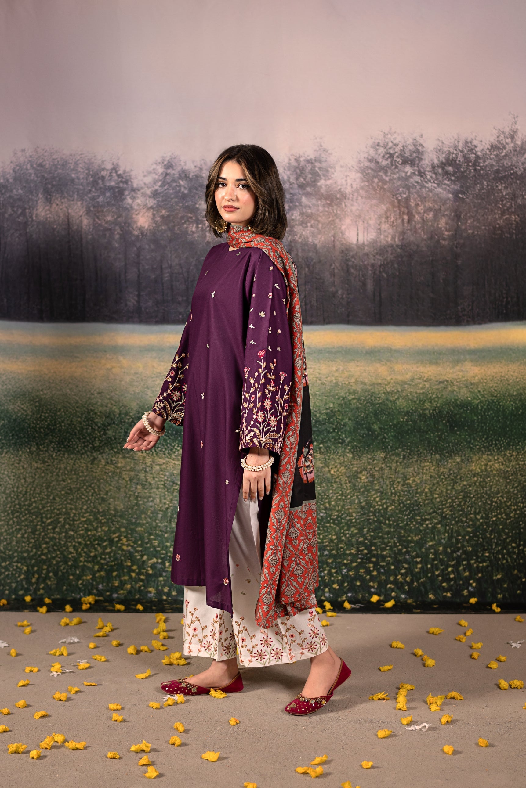 URGE Unstitched Dhanak 3PC With Printed Shawl