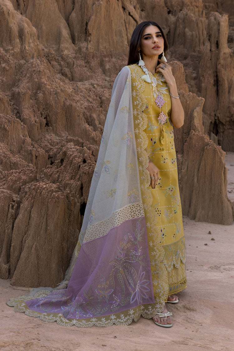 RANG RASIYA-3PC DHANAK EMBROIDERED SHIRT WITH KHAADI NET EMB READY TO WEAR DUPATTA & DHANAK TOUSER-BIC-4141