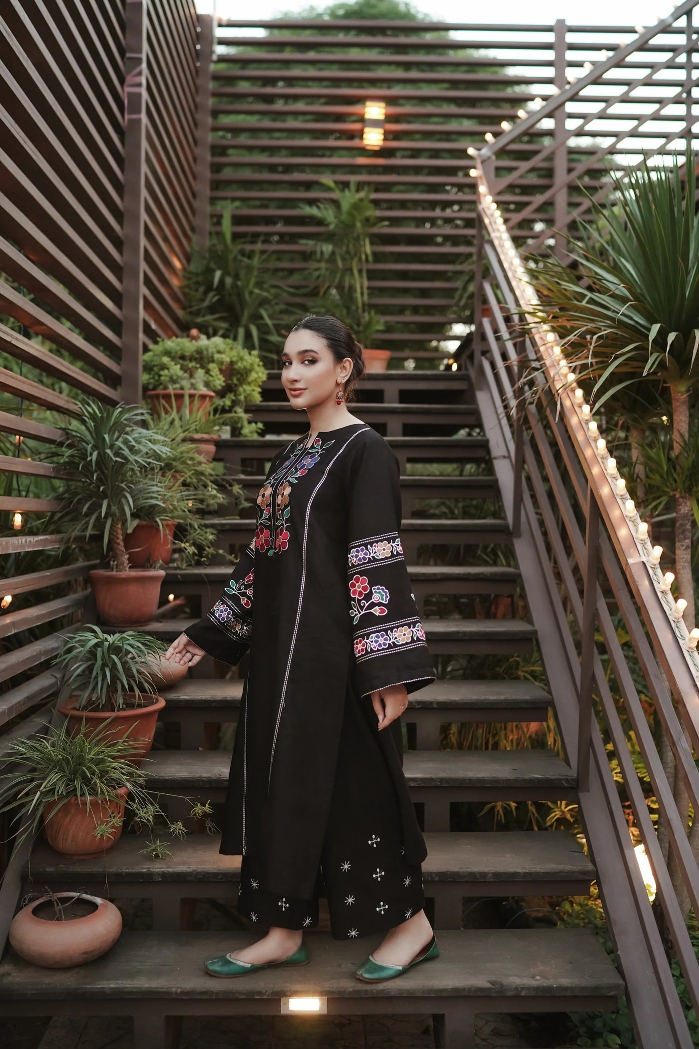 URGE-2PC DHANAK EMBROIDERED SHIRT WITH DHANAK EMB TROUSER-WM-3327