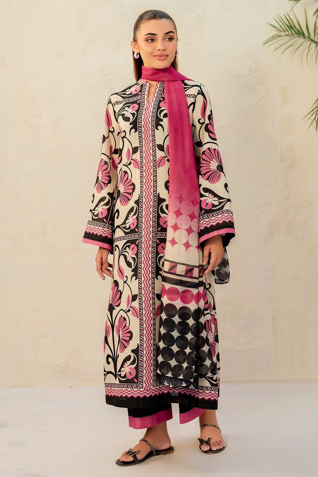 JAZMIN - 3PC Unstitched Printed Viscose Shirt with Printed Dupatta and Printed Trouser