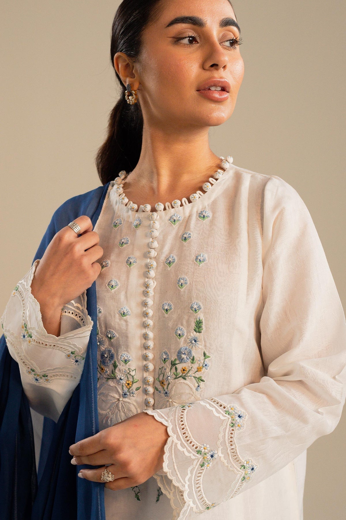 ZARA SHAHJAHAN 3PC DHANAK EMBROIDERED SHIRT WITH BAMBER CHIFFON EMBROIDERED DUPATTA AND TROUSER-WM-4054