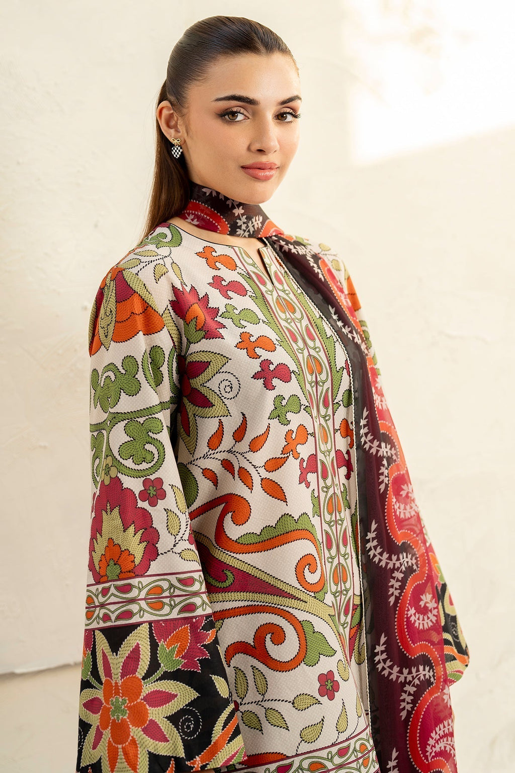 JAZMIN - 3PC Unstitched Printed Viscose Shirt with Printed Dupatta and Printed Trouser