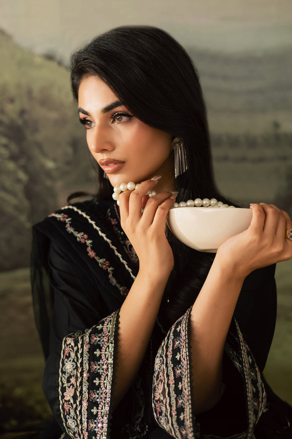 BATIK WINTER UNSTITCHED DHANAK EMBROIDERED 3PC WITH READY TO WEAR KHADDI NET SHAWL