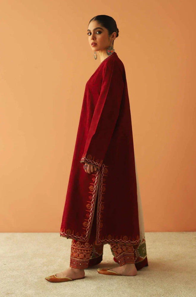 Zara Shah Jahan - 3PC Unstitched Dhanak Embroidered Shirt with Embroidered Back and Pashmina Printed Shawl
