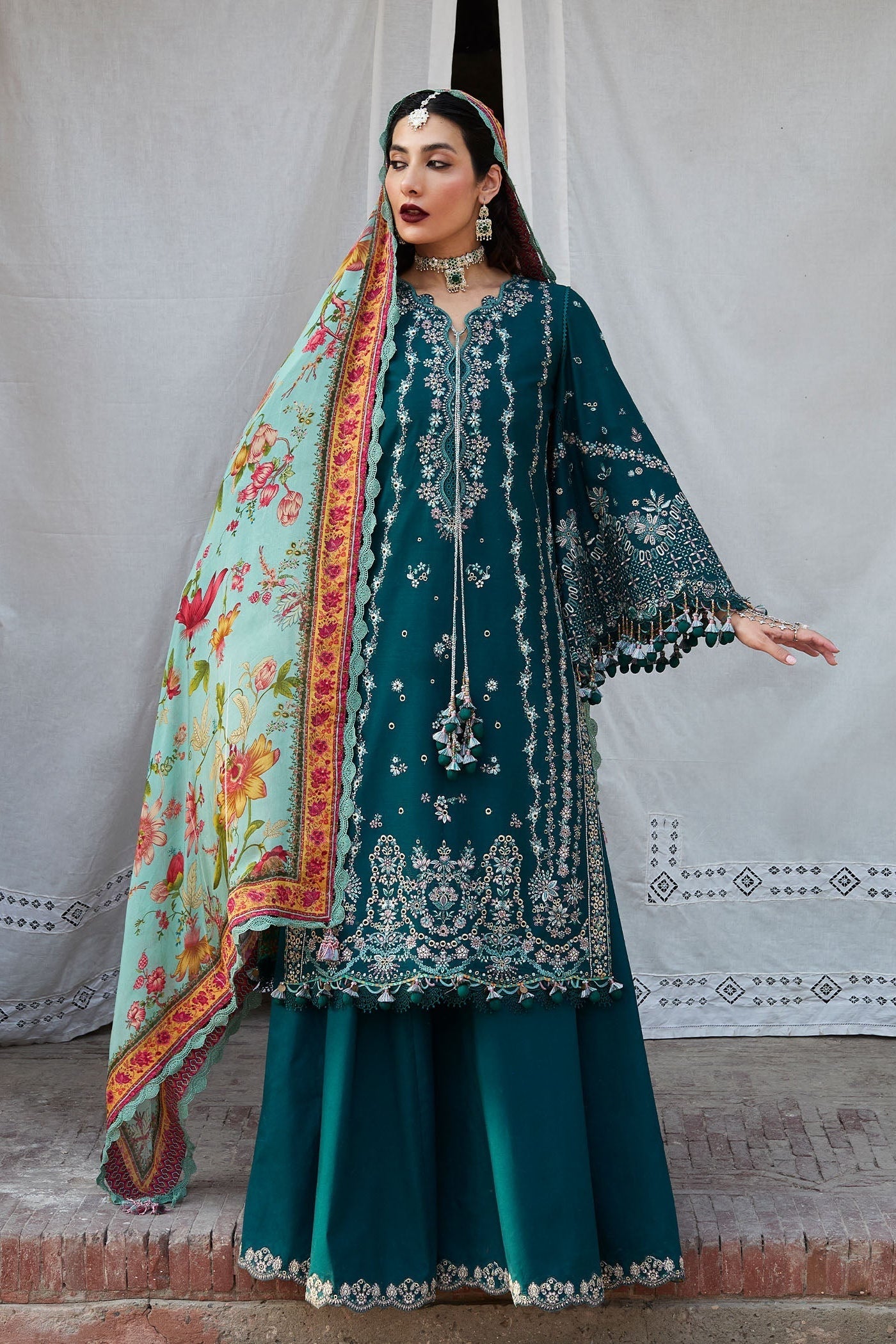 COCO BY ZARA SHAHJAHAN LUXURY UNSTITCHED DHANAK EMBROIDERED 3PC WITH TWILL DIGITAL PRINT WOOL SHAWL