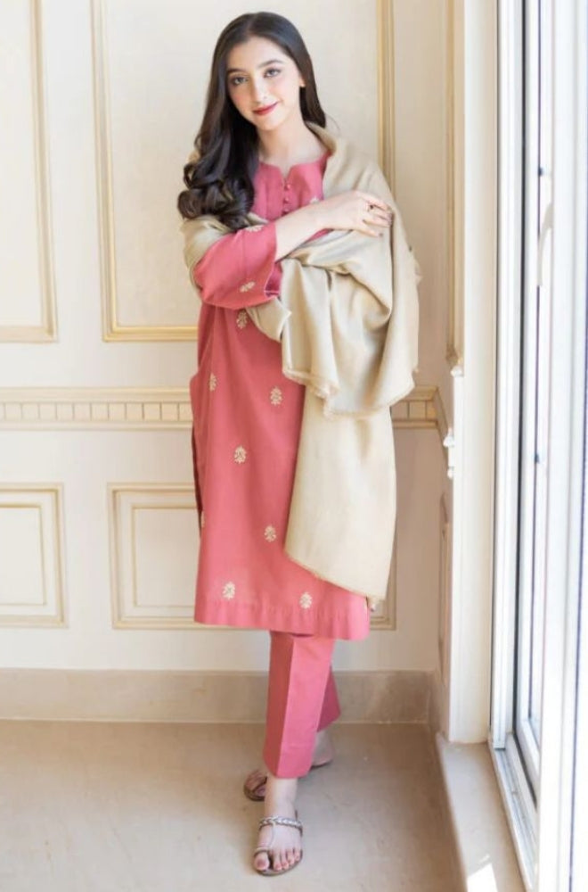 Aisling - 3PC Unstitched Dhanak Embroidered Shirt with Embroidered Dupatta and Trouser