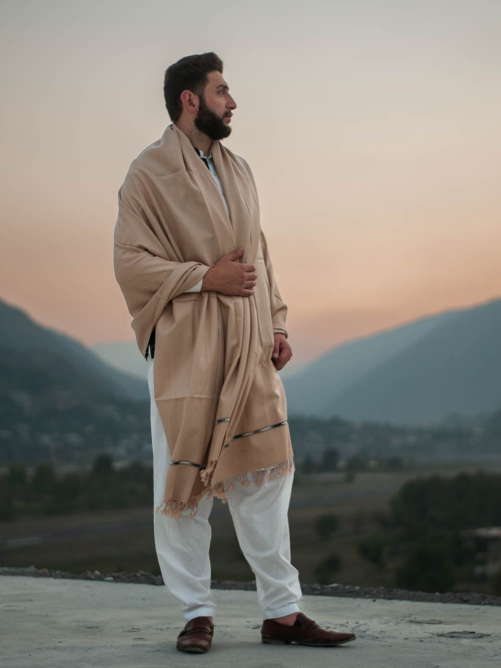 PURE PASHMINA WOOLEN SHAWL FOR MEN LIGHT-WEIGHT