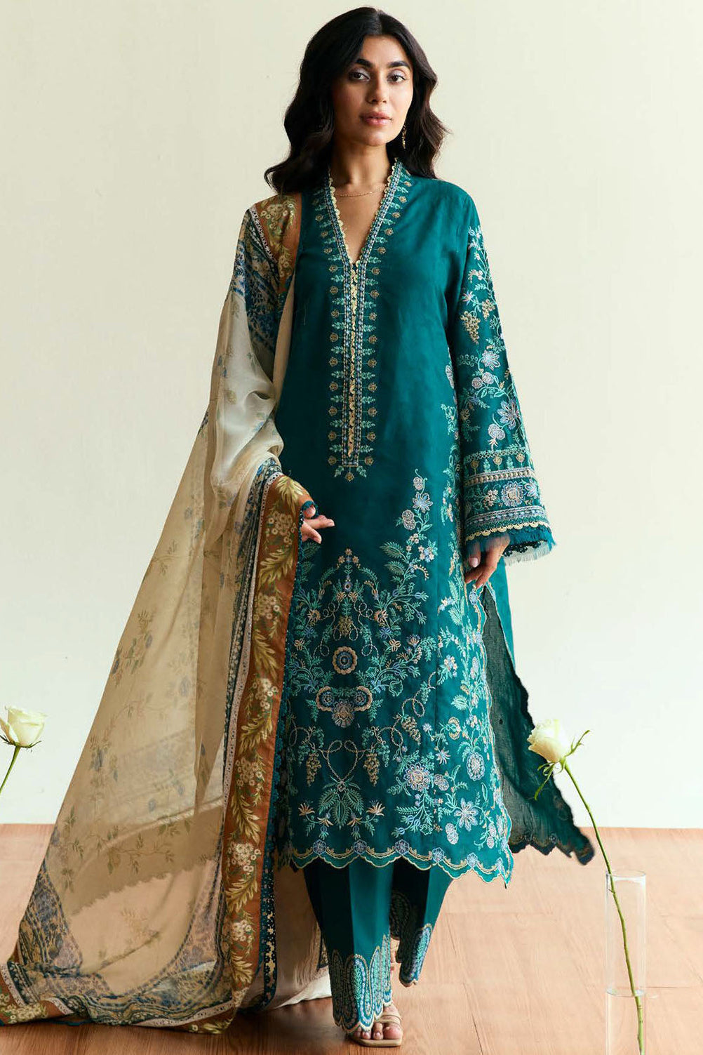 COCO BY ZARA SHAHJAHAN LUXURY WINTER UNSTITCHED DHANAK EMBROIDERED 3PC WITH WOOL PRINTED SHAWL