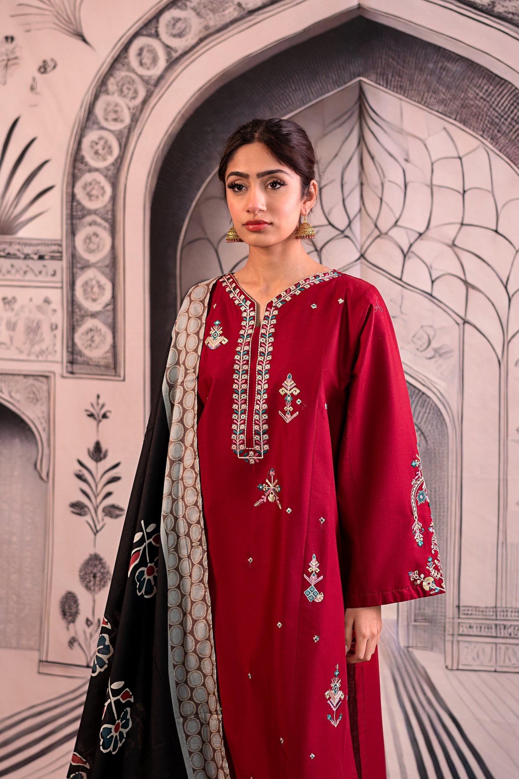 URGE Unstitched Dhanak 3PC With Printed Shawl