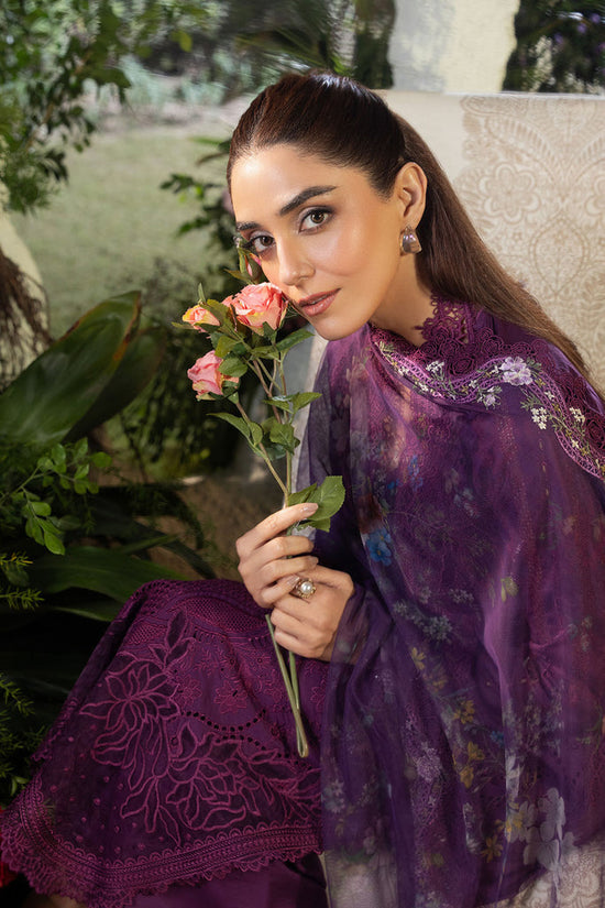 SOBIA NAZIR-3PC DHANAK CHIKAN EMBROIDERED SHIRT WITH COURTRAI PRINTED SHAWL AND TROUSER WM-4097