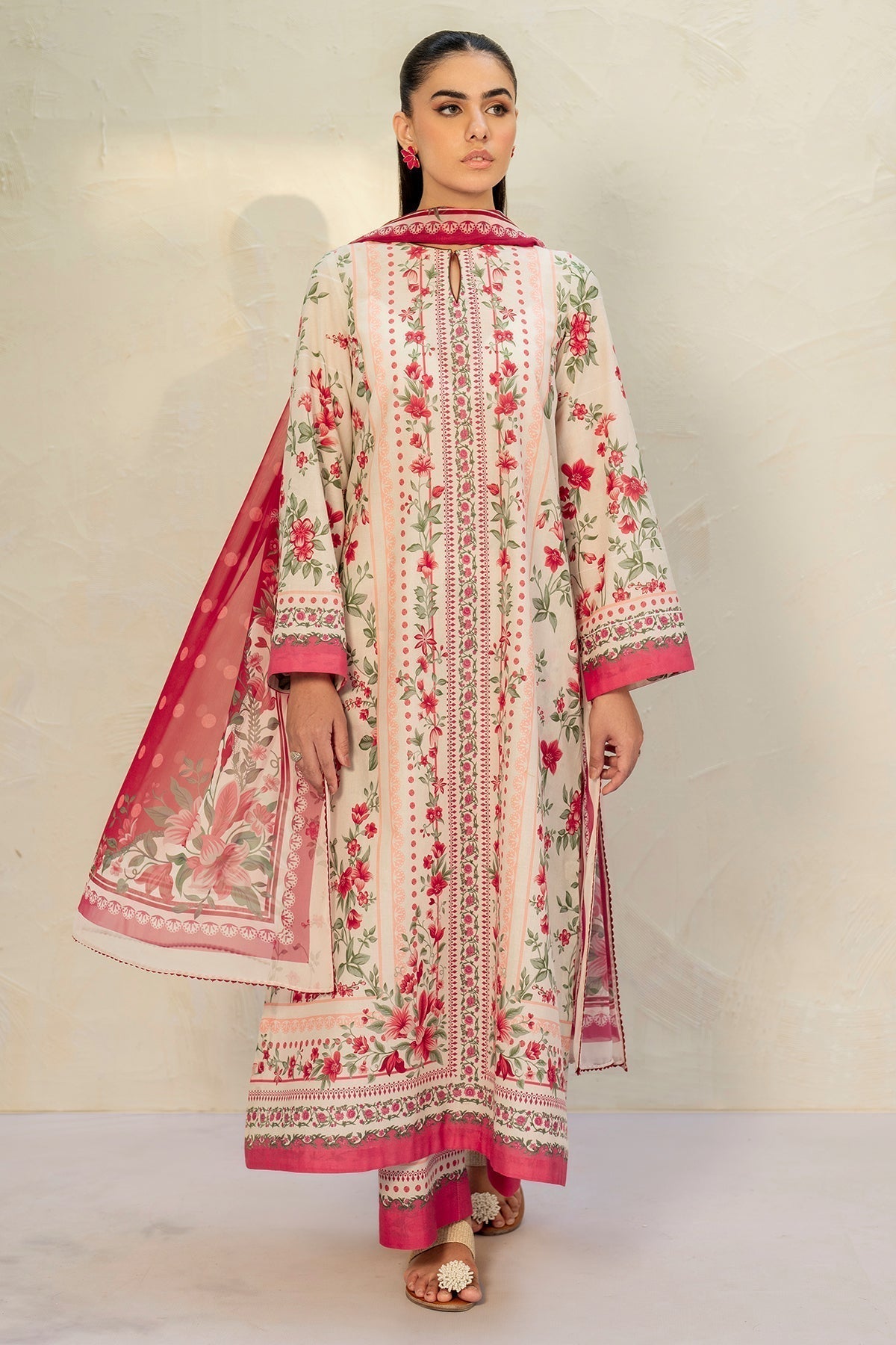 JAZMIN - 3PC Unstitched Printed Viscose Shirt with Printed Dupatta and Printed Trouser