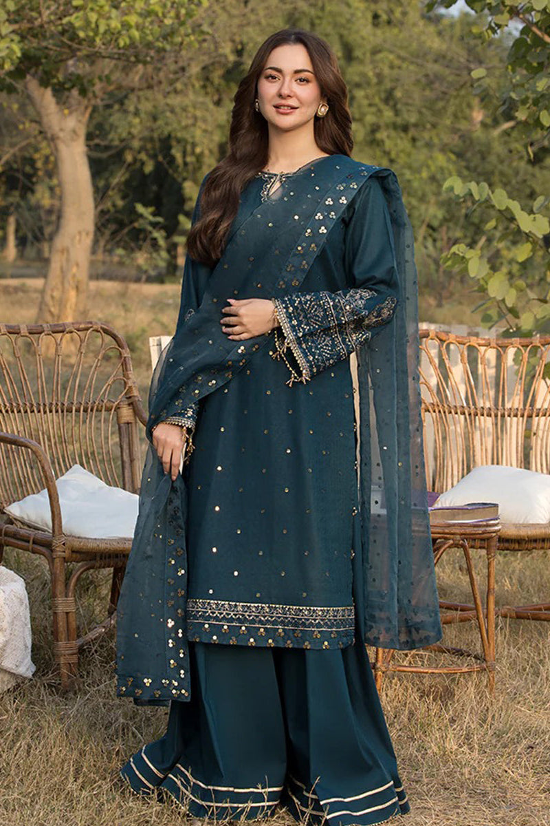 ALLY’S  Unstitched Dhanak 3PC With Embroidered Shawl
