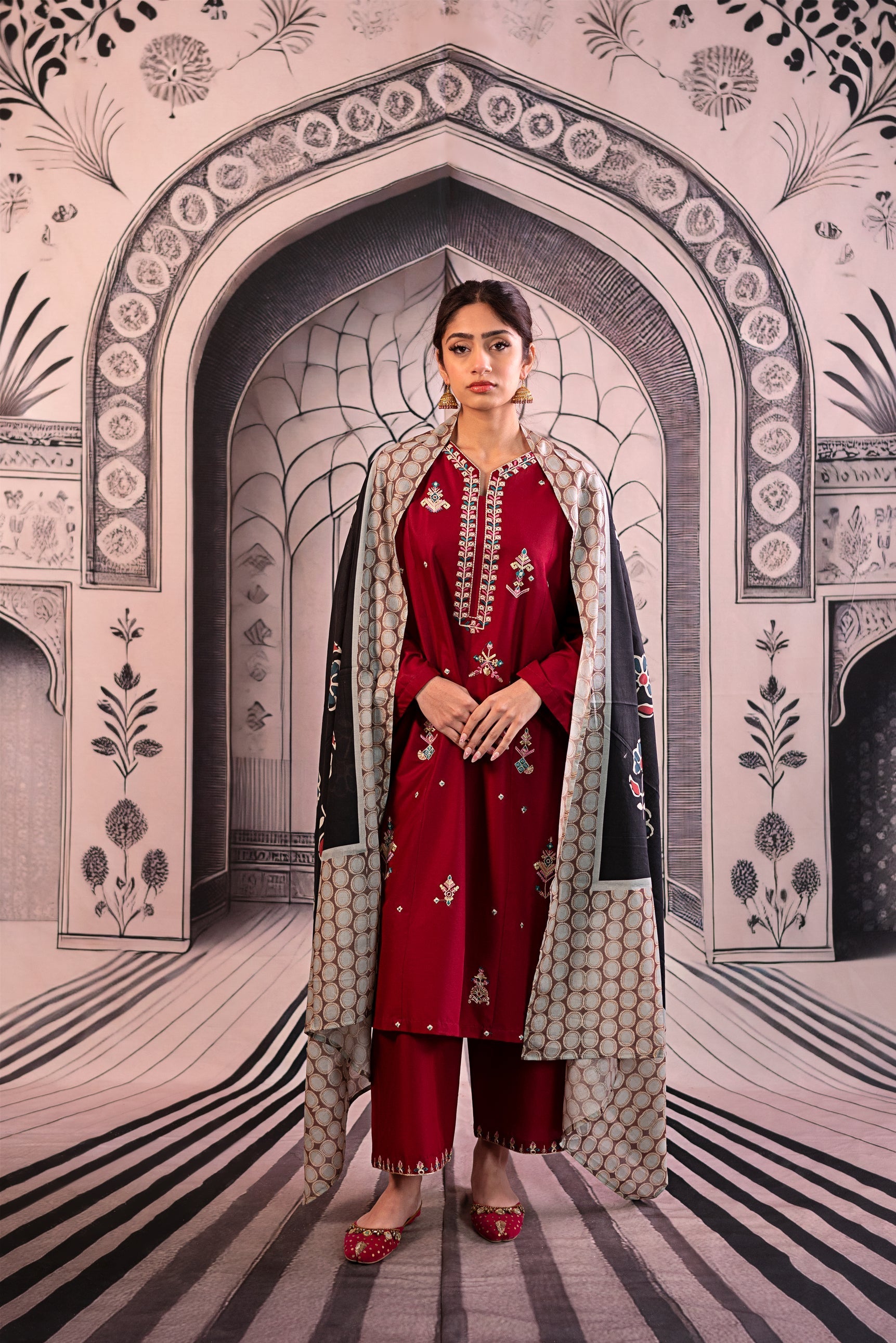 URGE Unstitched Dhanak 3PC With Printed Shawl