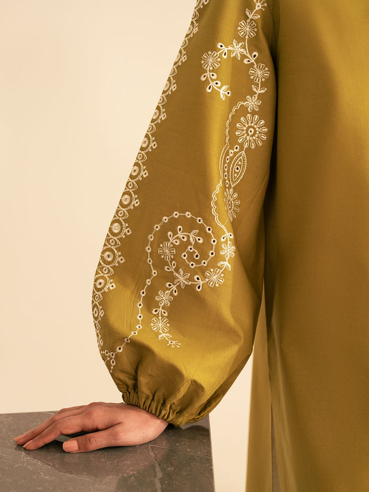 BATIK-2PC DHANAK EMBROIDRED SHIRT WITH DHANAK EMBROIDRED SLEEVES-WM-122