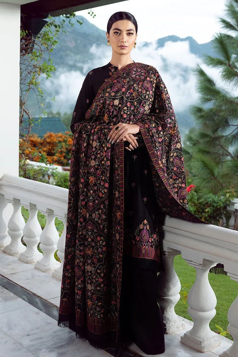 BAREEZE UNSTITCHED WINTER 3PC WITH HEAVY EMBROIDERED DHANAK SHAWL