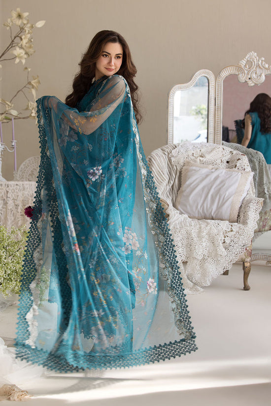 SOBIA NAZIR-3PC DHANAK CHIKAN EMBROIDERED SHIRT WITH COURTRAI PRINTED SHAWL AND TROUSER WM-4096