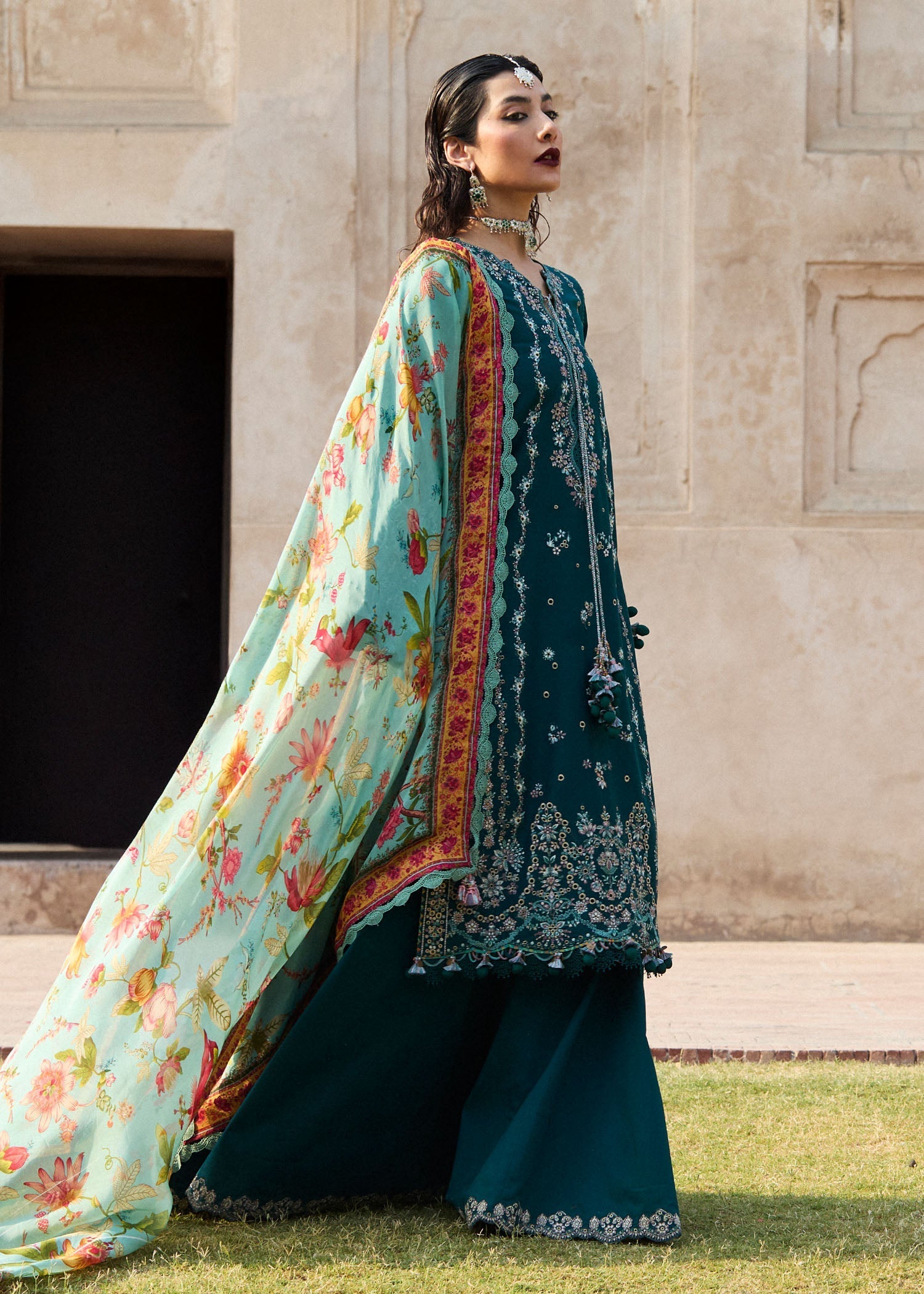 COCO BY ZARA SHAHJAHAN LUXURY UNSTITCHED DHANAK EMBROIDERED 3PC WITH TWILL DIGITAL PRINT WOOL SHAWL