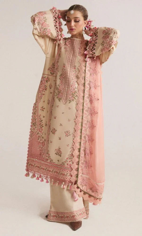 Hussain Rehar Unstitched Dhanak 3PC With Embroidered Shawl GD