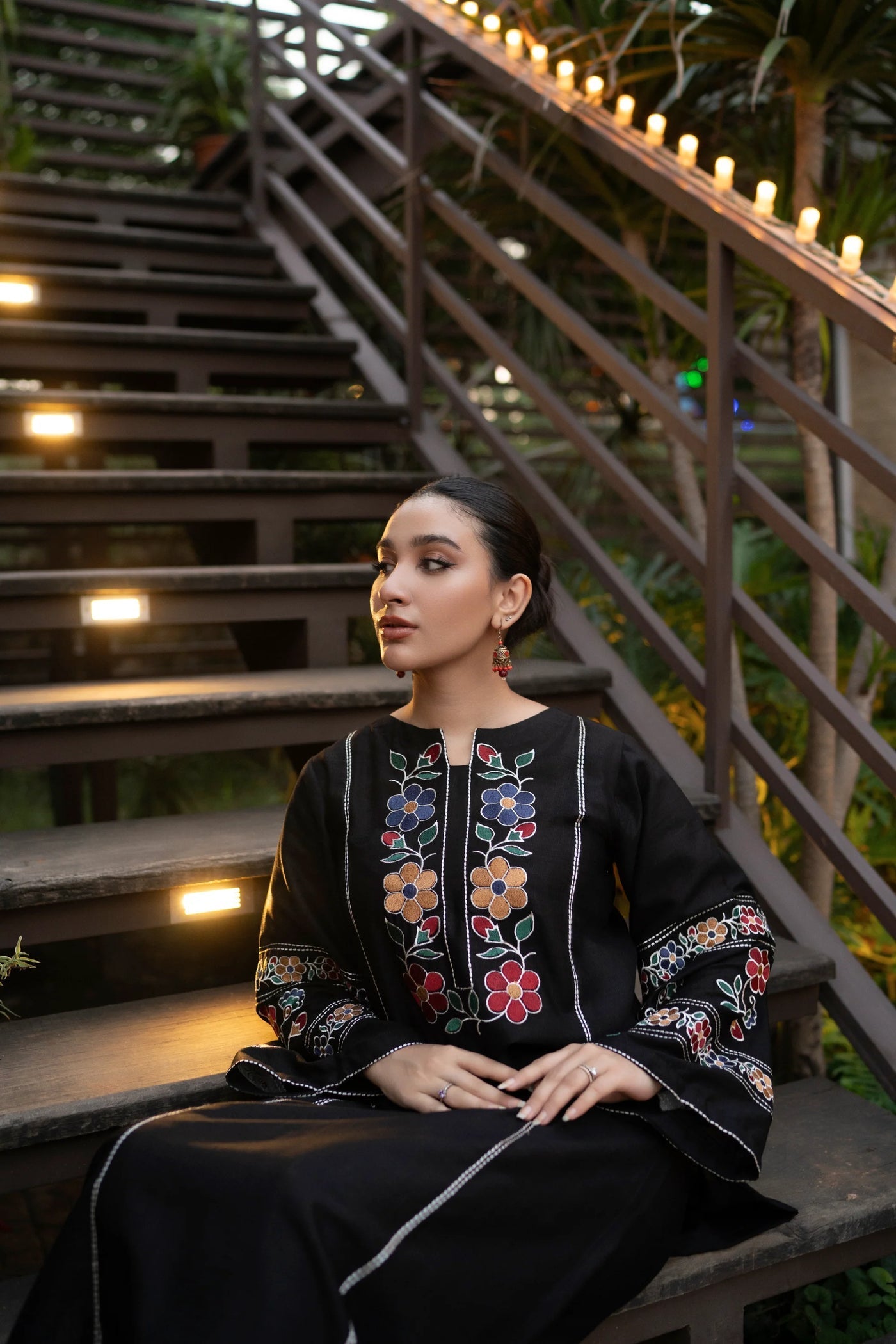 URGE-2PC DHANAK EMBROIDERED SHIRT WITH DHANAK EMB TROUSER-WM-3327