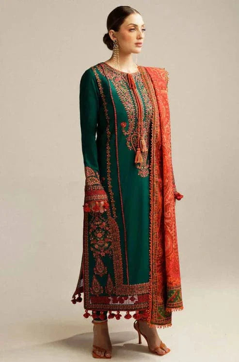 Hussain Rehar Unstitched Dhanak 3PC With Printed Shawl