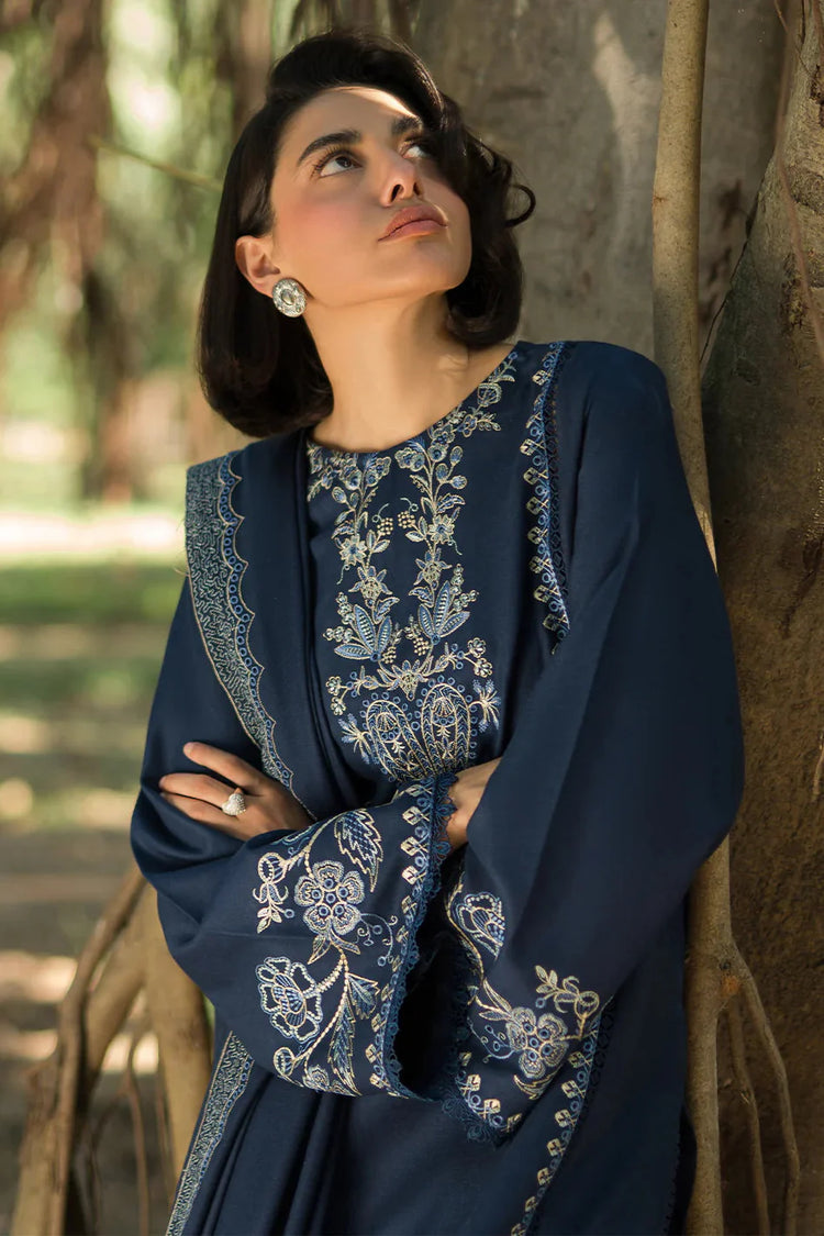 ASIM JOFA- 3PC DHANAK EMBROIDERED SHIRT WITH DHANAK EMBROIDERED SHAWL AND TROUSER -BIC-4174